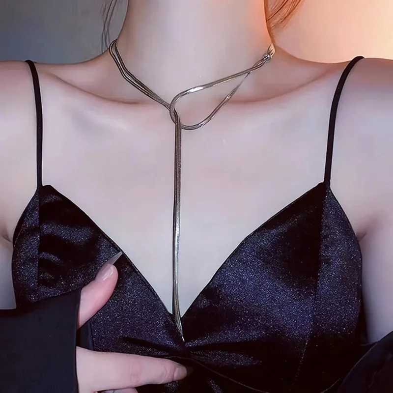 100cm Minimalist Long Tassel Sweater Snake Chain Necklace for Women XJ250604