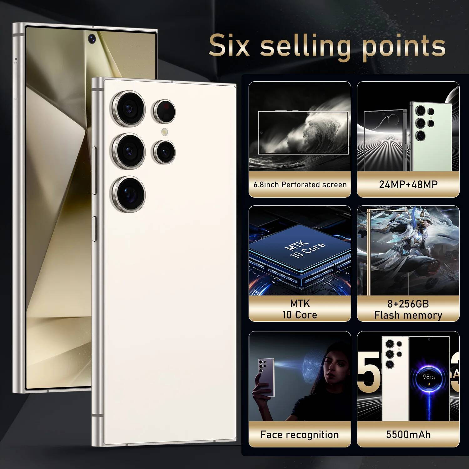 S24 Ultra, Android Smartphone, 6.8 inch, 8GB RAM, 256GB, 512GB 1TB ROM, Dual SIM, Mobile phone, Google Play Store, 24+48MP, 5500mAh