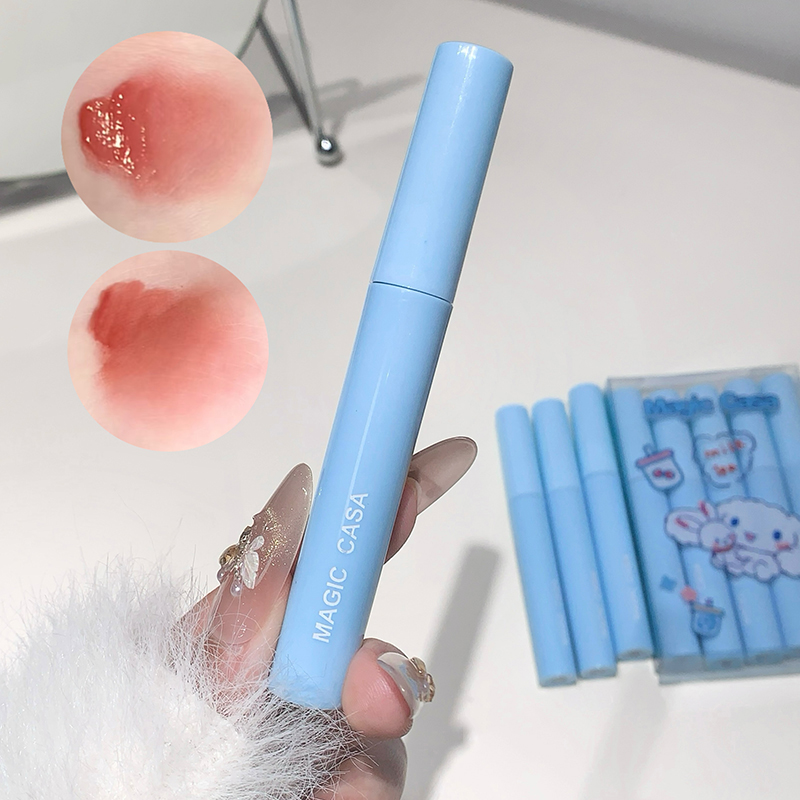 5pcs Milk Bunny Waterproof Collection Lip Gloss, Vibrant, Smooth Liquid Lipsticks, Cartoon Milk Bunny Print Design, a perfect gift for her, friends or