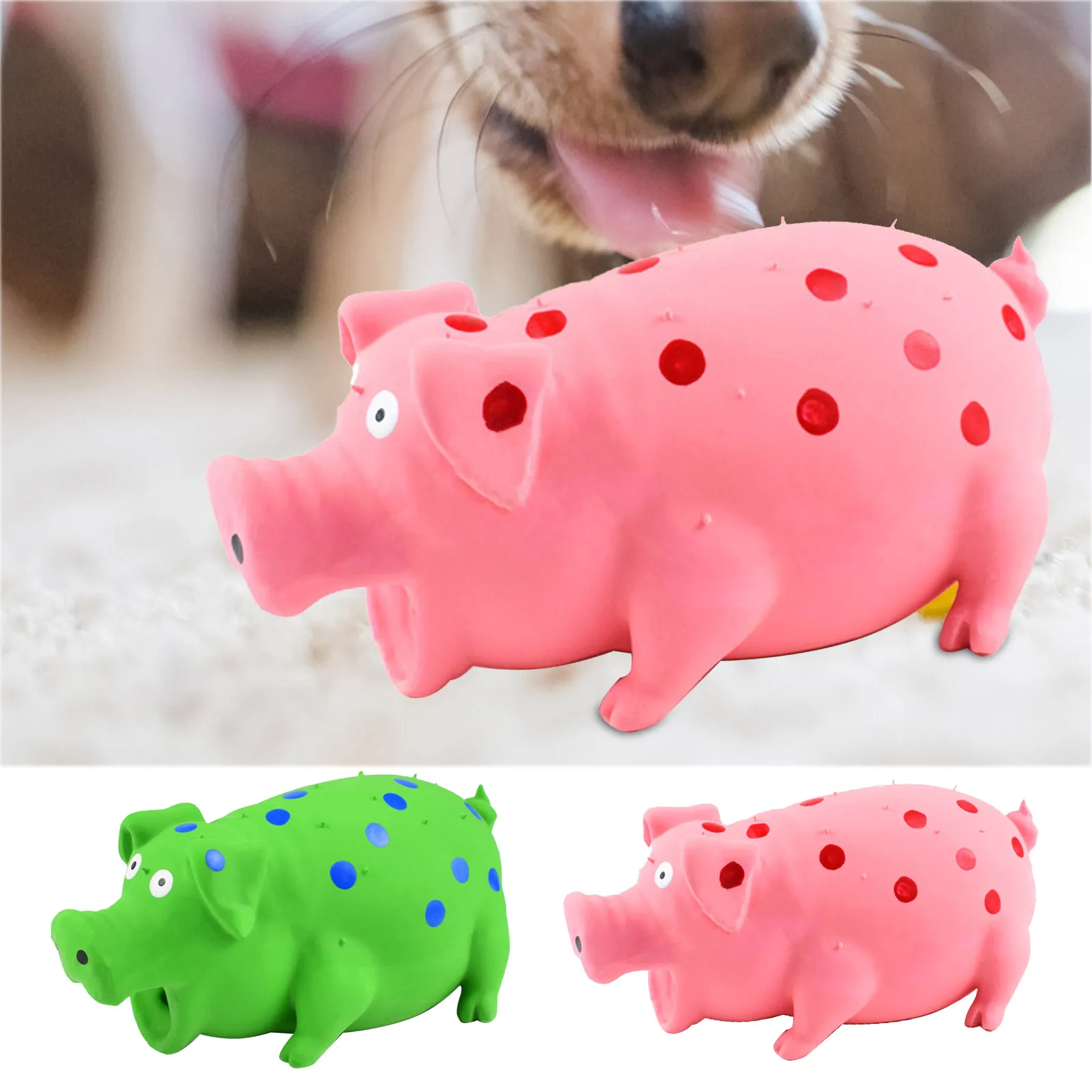 Latex Chewing Pig Dog Toys Bite-Resistant Grunting Oinks Squeaker Pet Teeth Cleaning Supplies Interactive Toys Dog Accessories 2pcs/Pack