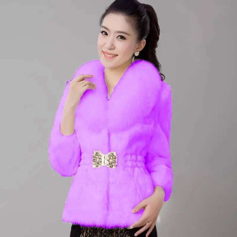 New autumn and winter clothing mink jacket fashion slim-fit imitation fox collar women's coat
