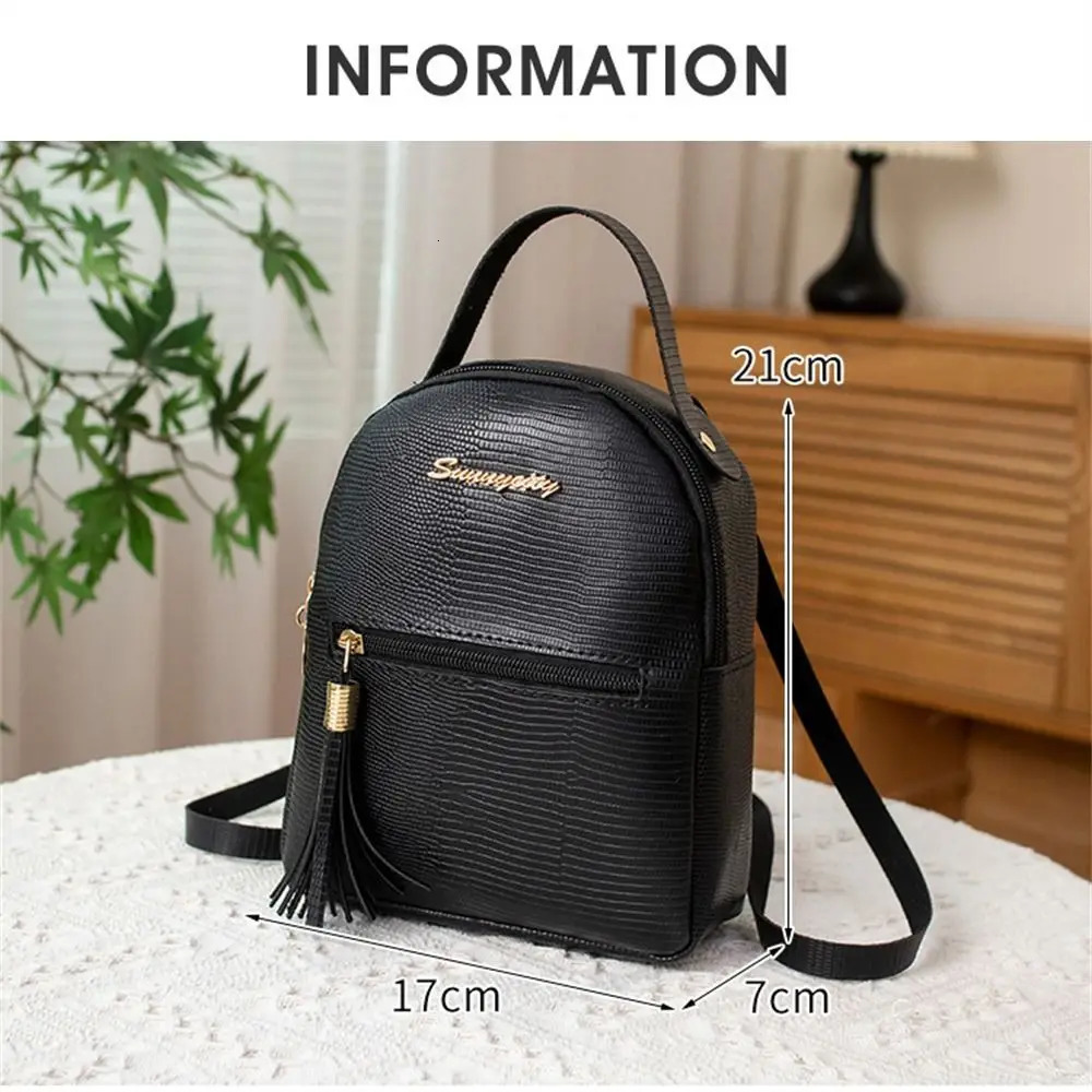 PU Leather Shoulder Bags Stylish Multi-function Large Capacity Small Backpack Solid Color Handbag Female 250530