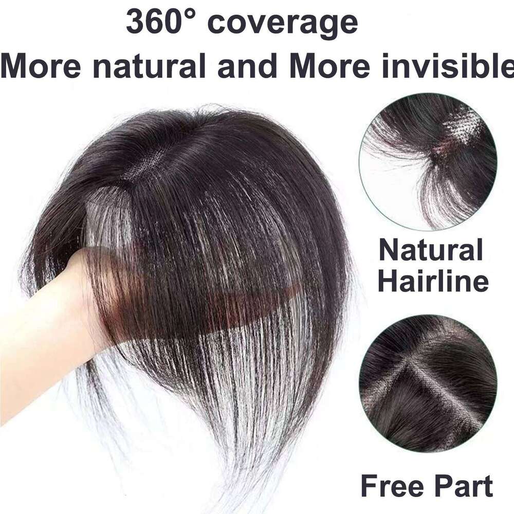 8x11cm Swiss Lace Hairnet Topper Virgin European Human Hair Extension Light Breathable Curtain Bangs Eight-character fringe