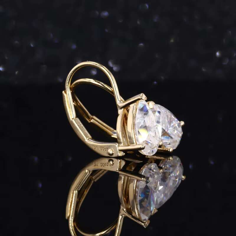 14k 18k Solid Gold with 5x8mm Pear Def Vvs Loose Moissanite Diamond Earrings on Sale