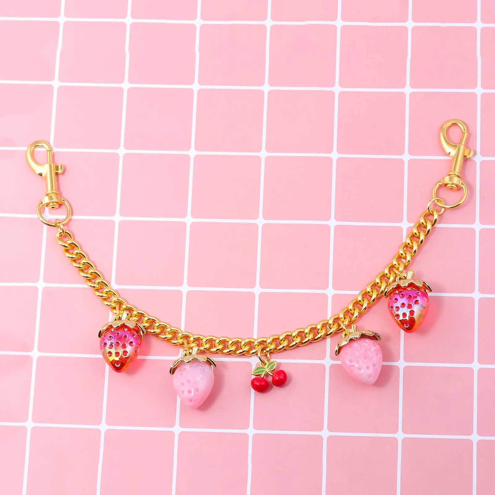 Cute Strawberry Cherry Bag Keychain Fashion Fruit Strawberry Cherry Bag Charm Keychain For Women Bag Charm Jewelry Gifts W250604