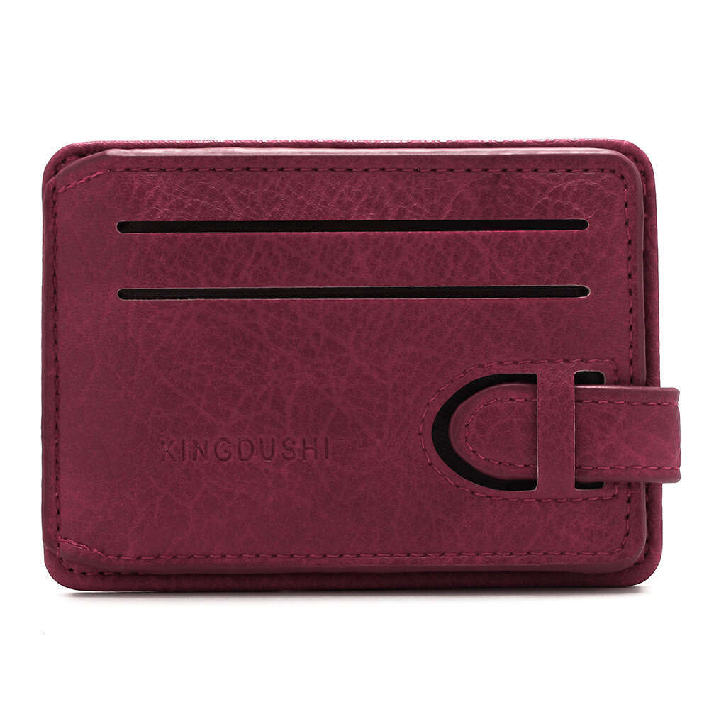 Unisex Short Card Sleeve Coin Purse Solid Color Crack Pattern Strap ID Holder