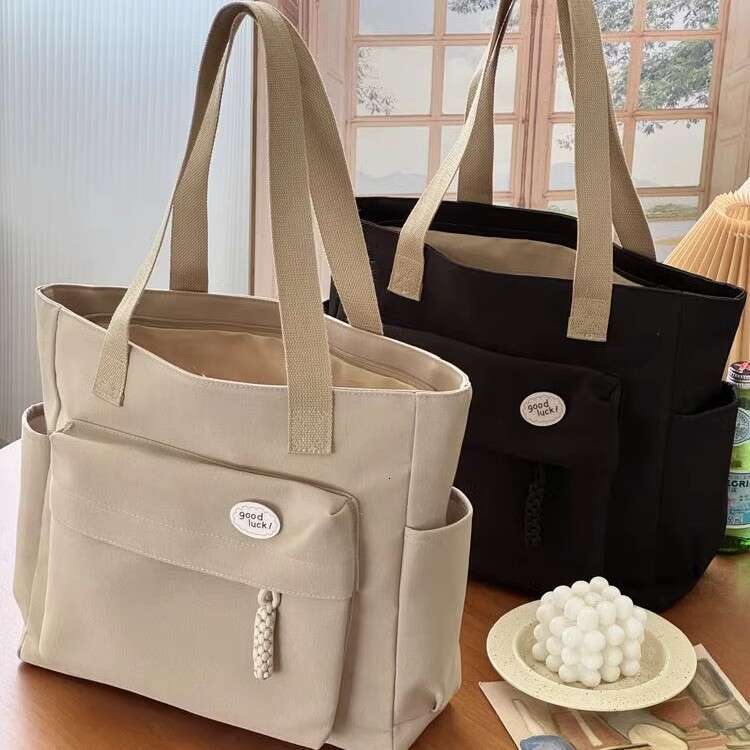 Design Rope Knot Commuter Thickened Nylon Tote Bag Casual Literary Student Simple Shoulder Handbag