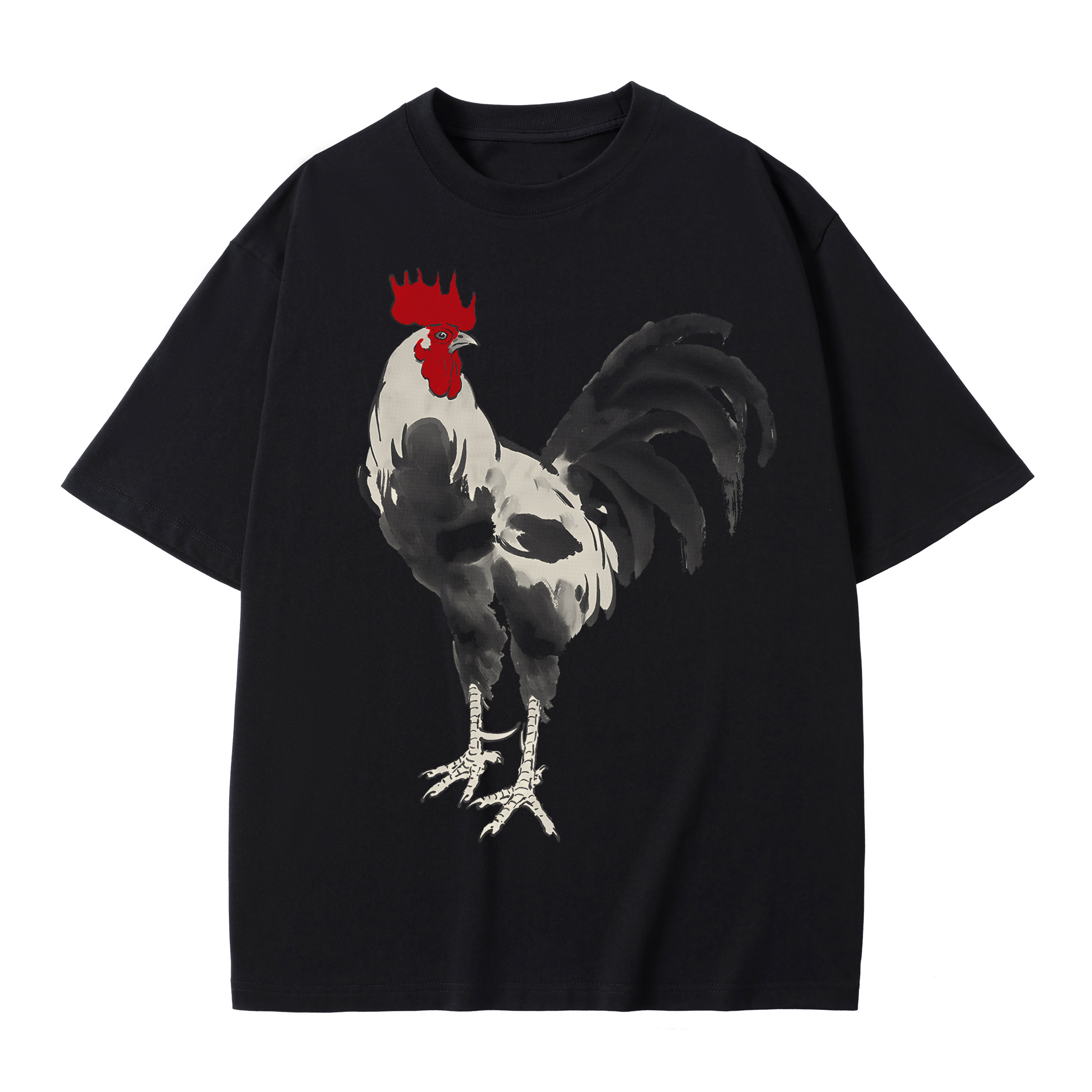 T-shirt men's top designer cotton T-shirt the silvery rooster short sleeved clothing high-quality fashionable T-shirt BROADTRUE