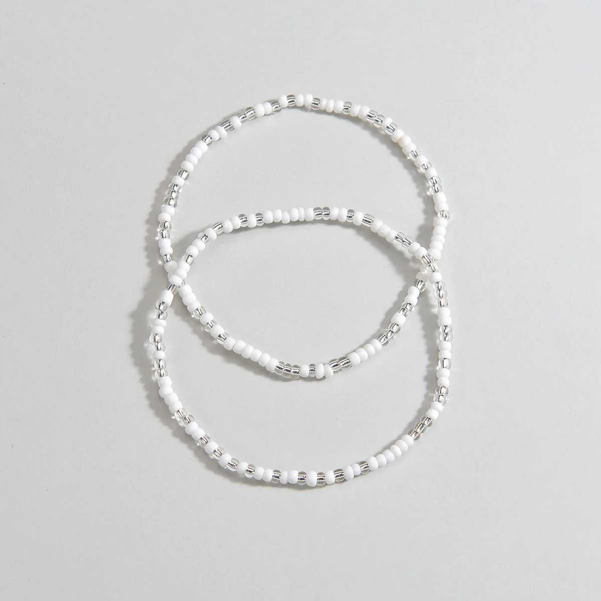 2pcs/set Boho Anklet Multi-layer White Beads Chain Ankle Summer Bracelet Charm Sandals Barefoot Beach Foot Bridal Jewelry A65 W250604