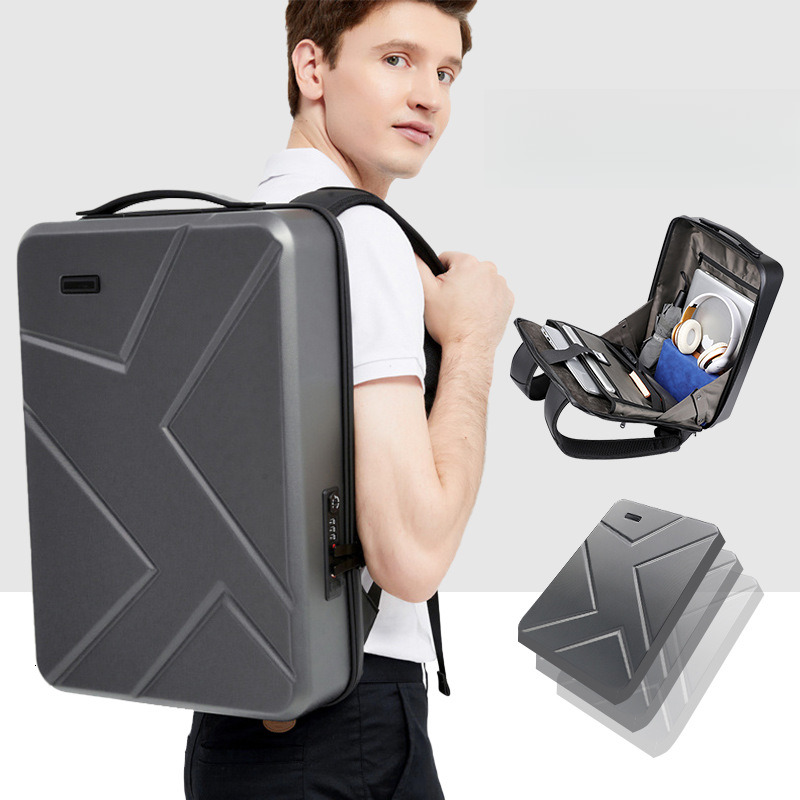 Free Shipping Hard Shell Outdoors Backpack Designer Bag Large Capacity ABS Laptop Bag USB Men's Backpack Hard Shell Bag Wholesale