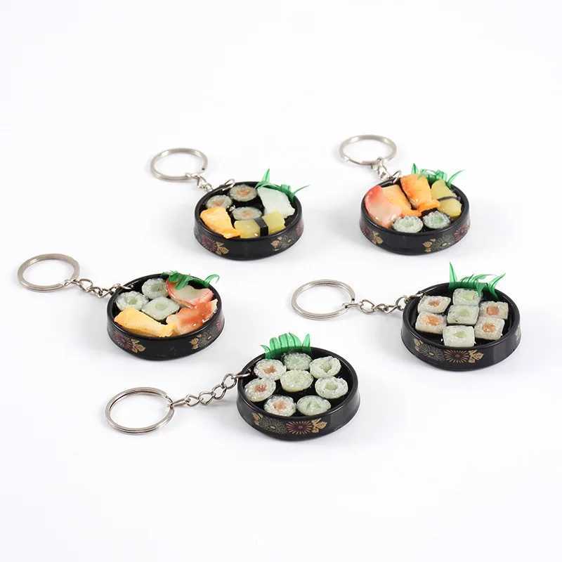 Simulation Food Keychain Pendant Funny Gift Lunch Box Sashimi Toys Party Couple Car Bag Key Rings W250604