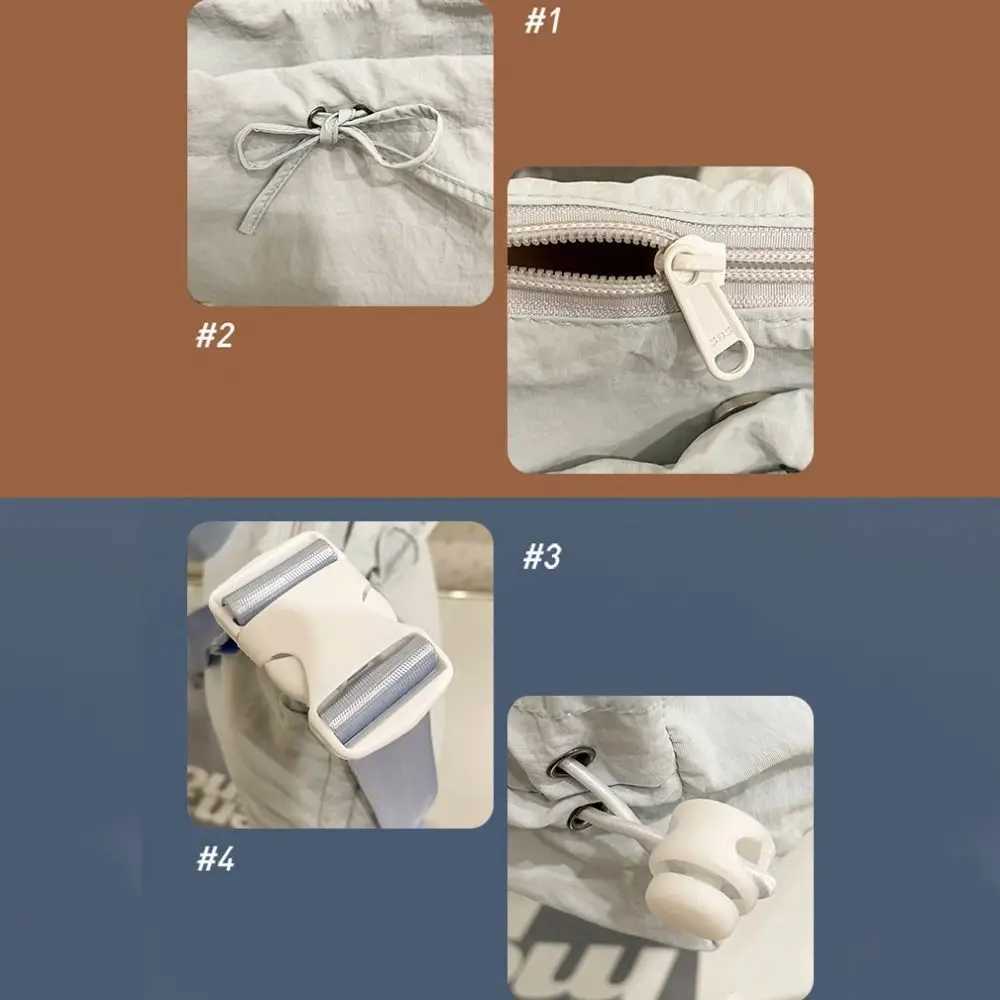 Sweet Korean Style Nylon Shoulder Bag Pleated Oxford Cloth Bow Crossbody Bag Tote Bag Handbag Drawstring Bag for Girls XJ250604