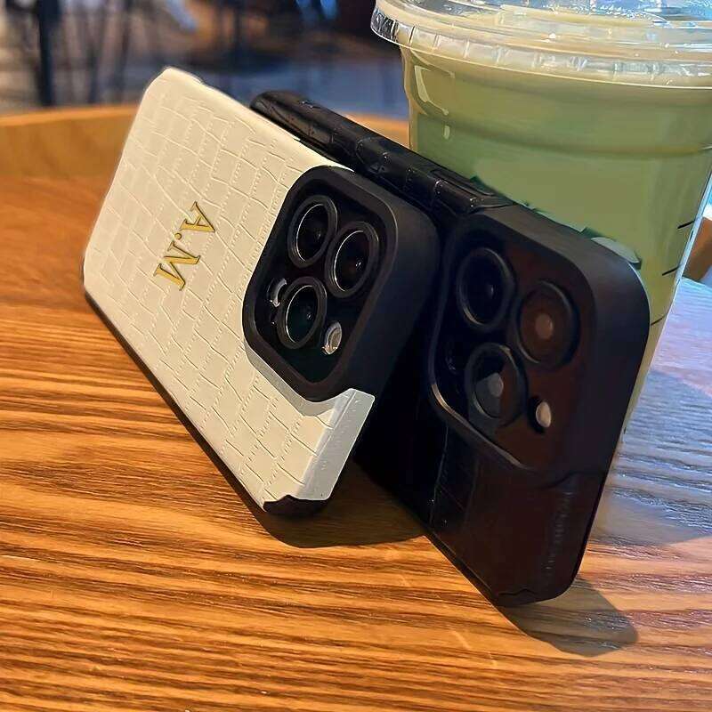 Personalized Customized Name Letter Leather Phone Case For iPhone 15 14 13 12 11 Pro Max 16 Plus Lens Protective Cover