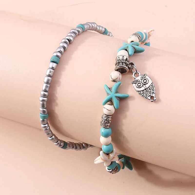 Aihua New Boho Shell Starfish Anklets for Women Fashion Owl Ankle Bracelet on Leg Barefoot Handcraft Chain Summer Beach Jewelry W250604