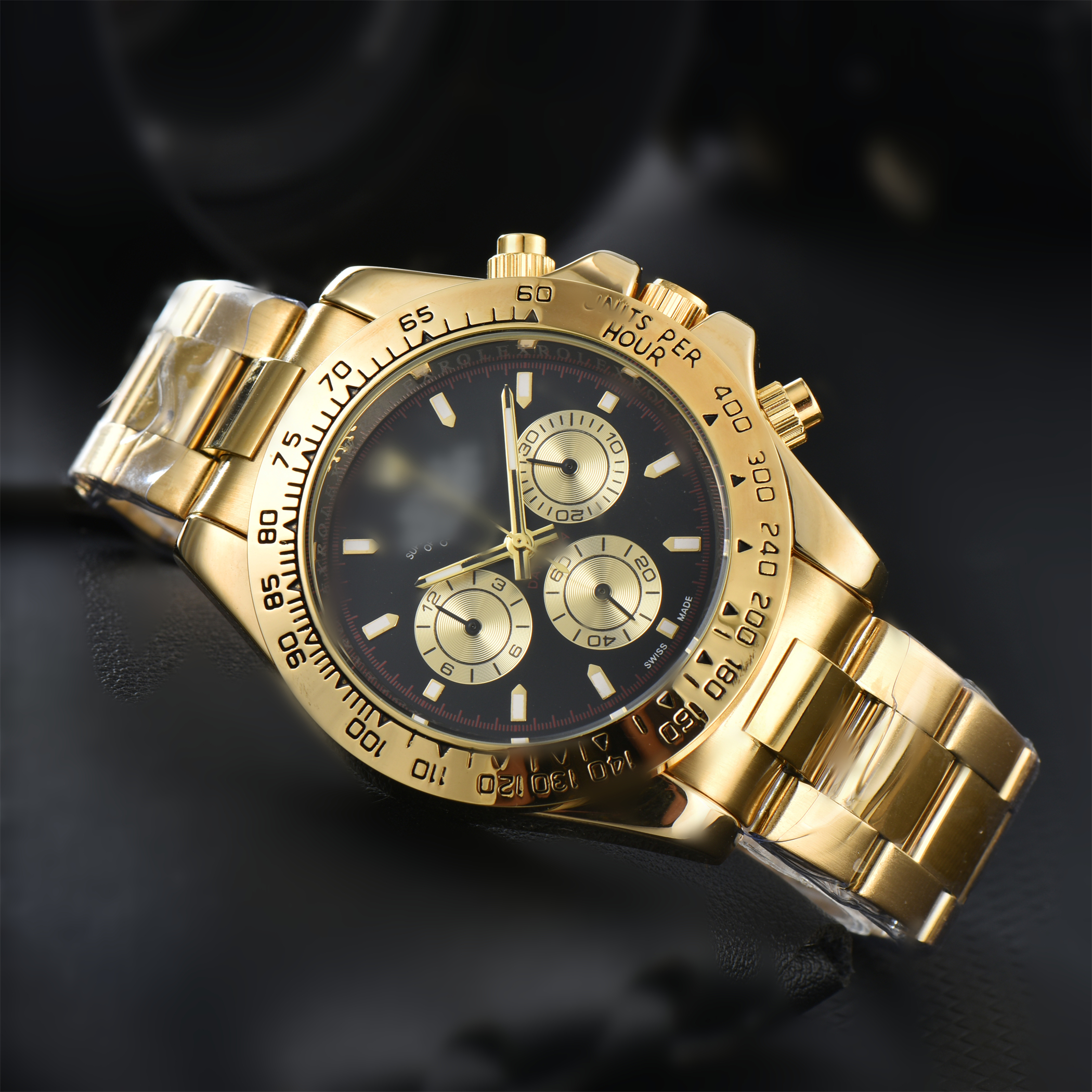 Mens DAY TONA Automatic quartz Movement watch multifunction Wristwatch Designers Men Watches Stainless Steel Strap Gold Wristwatches Montre de luxe #283
