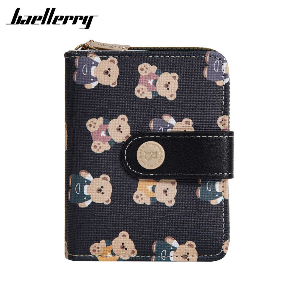 New Women's Short Wallet Baellerry Korean Version Cartoon Bear Pattern High-end Small Coin Purse