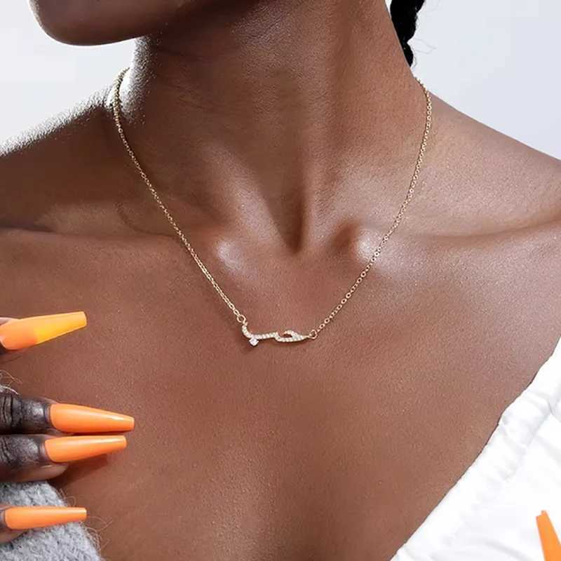 Personalized Arabic Love Letter Pendant Necklace For Women Gold Color Stainless Steel Clavicle Chain Fashion Islamic Jewelry XJ250604