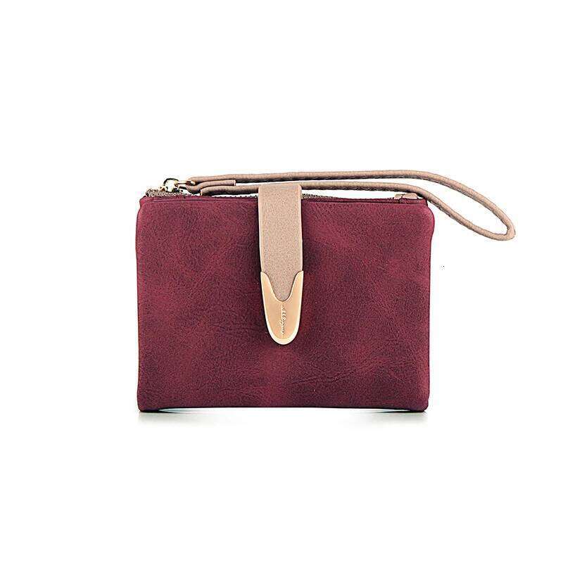 Purse women's short autumn winter new European and American retro frosted PU leather simple fashion all-in-one convenient ha