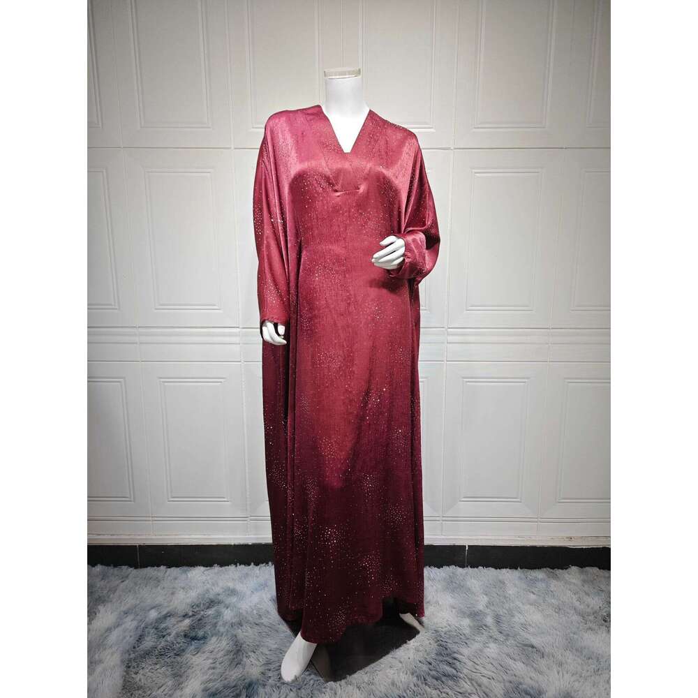Mq180 Muslim Modest Women's Clothing Arab Fashion Abaya Exquisite Rhinestone Pullover Robe B5