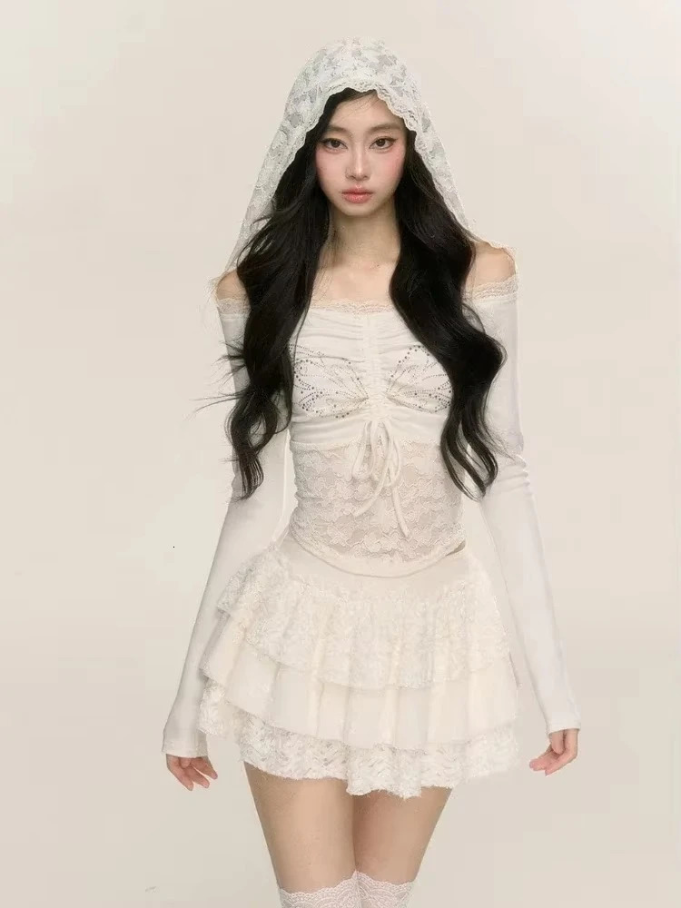 Oversized Grunge Solid Casual T-Shirt Pleated Vintage Simple Off Shoulder Tees Y2k Streetwear Tshirts Korean Y2k Tops Subculture 250603