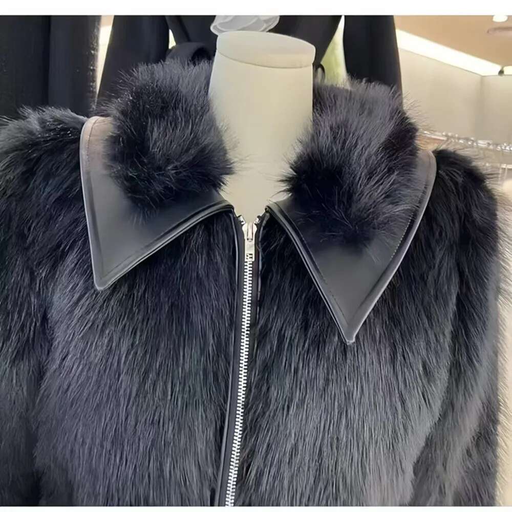 Faux Fox Fur Coats for Women,Turn-down Collar Jackets,Moto Short Overcoat,Female Clothes,Thicken Warm,New ,Winter