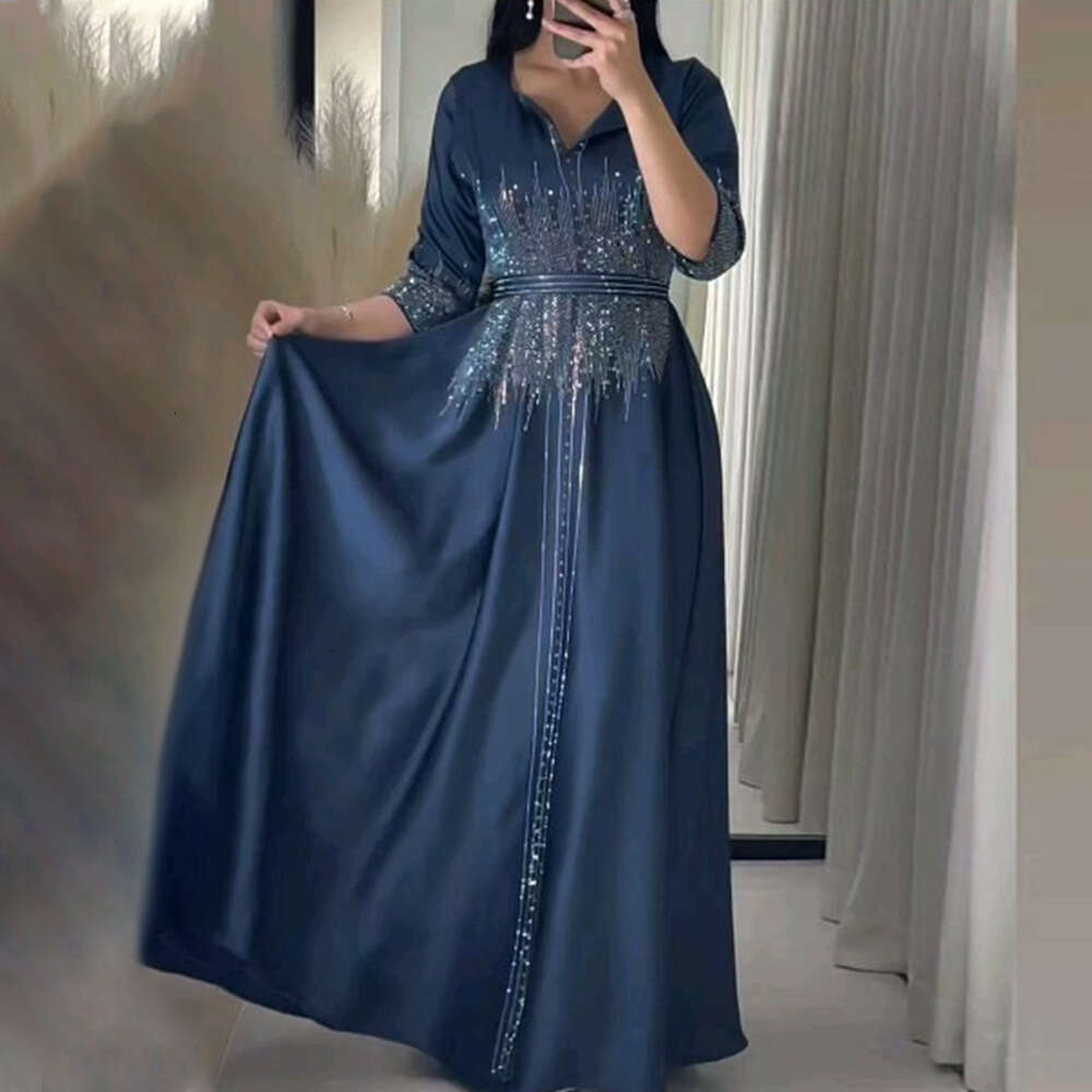 Because0247 Muslim Embroidered Evening Gown With Rhinestones B5