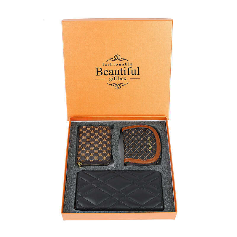 2025 New Three-Piece Gift Set Card Holder Box Three Sizes Multifunctional Women's Wallet