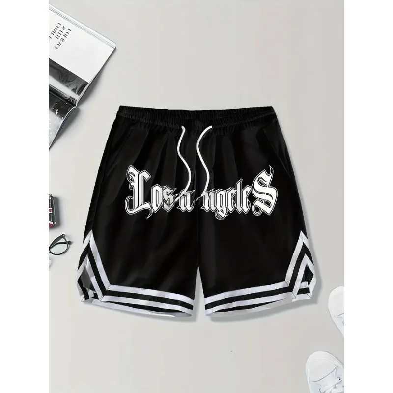 Stylish 3D Mens LOS ANGELES bet Print Loose Fit Sports Shorts with Drawstring Waist and Side Pockets Perfect for Summer Basketball y250612QRFZ