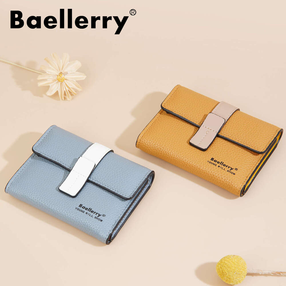 New Women's Short Baellerry Korean Fashion 70% off Multi-Card Slot Coin Purse Color-Block Wallet for Women