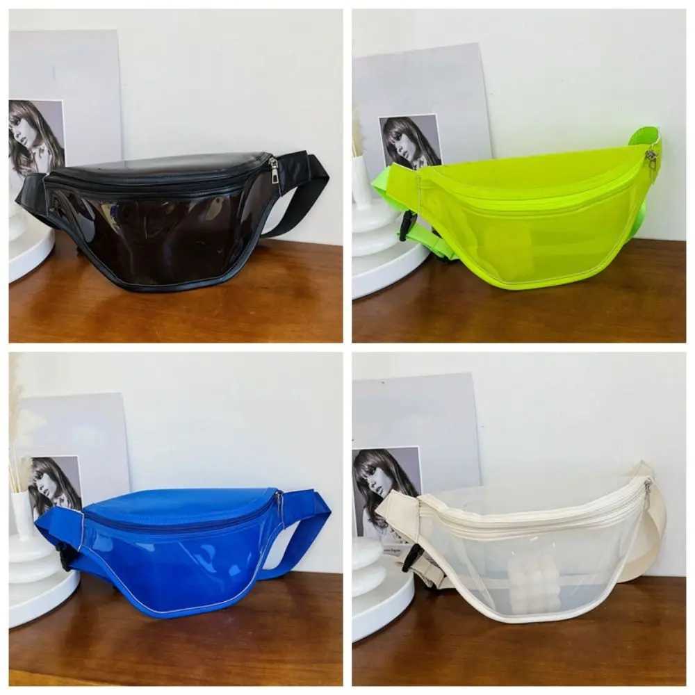 Casual Waterproof Transparent Waist Bag Zipper Shoulder Bag PVC Chest Bag Handbag Message Bag Transparent Pack for Women/Girls W250604