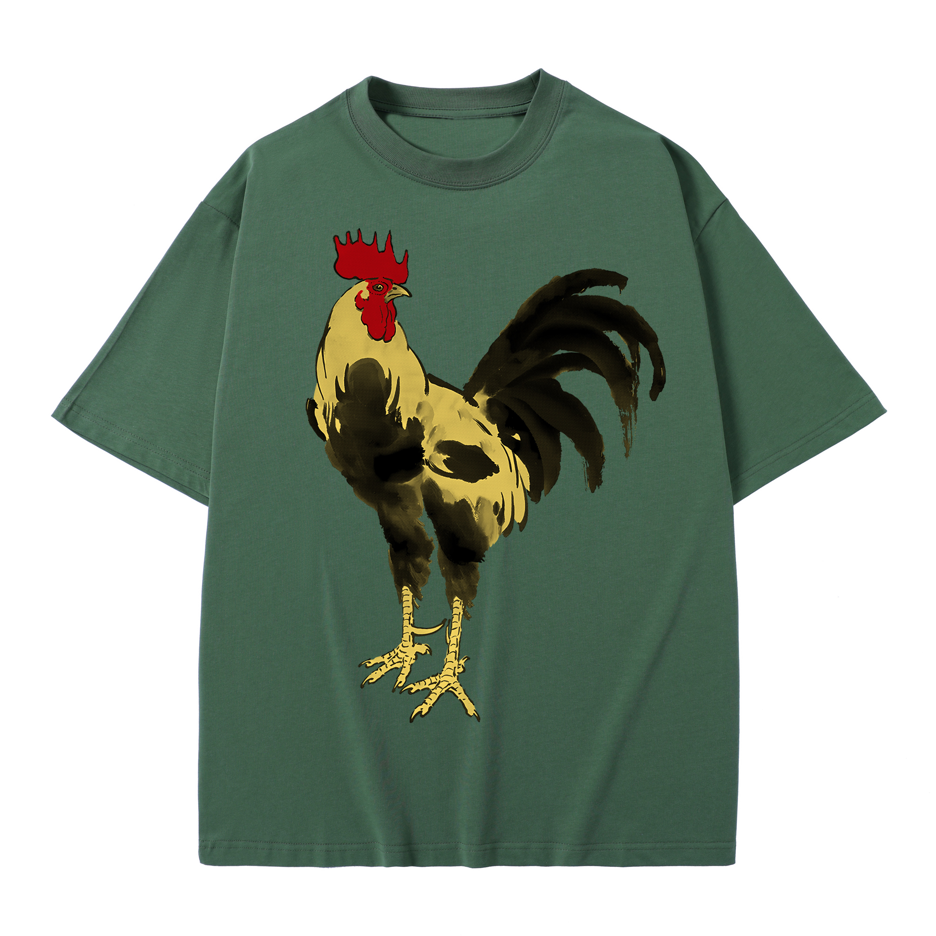T-shirt men's top designer cotton T-shirt Silver the golden rooster short sleeved clothing high-quality fashionable T-shirt BROADTRUE