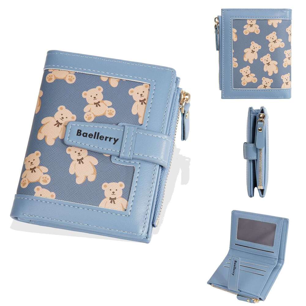 New Women's Short Baellerry Cartoon Bear Drawstring Coin Purse Mini Wallet