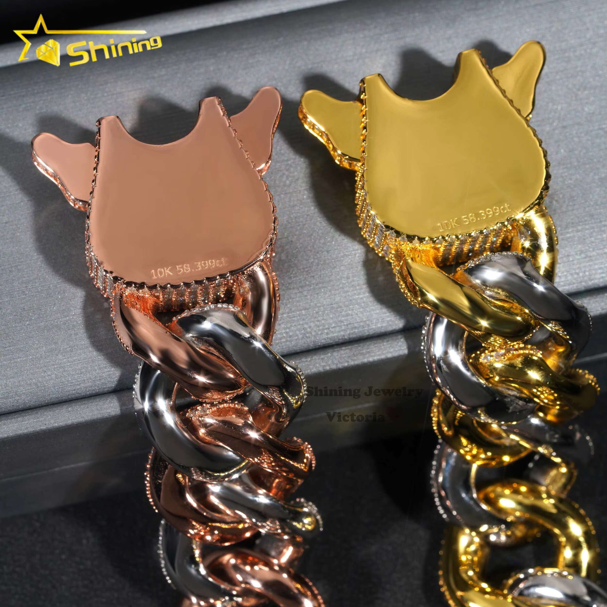New Arrival Men Hip Hop Jewelry 23MM Special Clasp Solid Silver 925 Two Tone Custom VVS Moissanite Diamond Cuban Link Bracelet