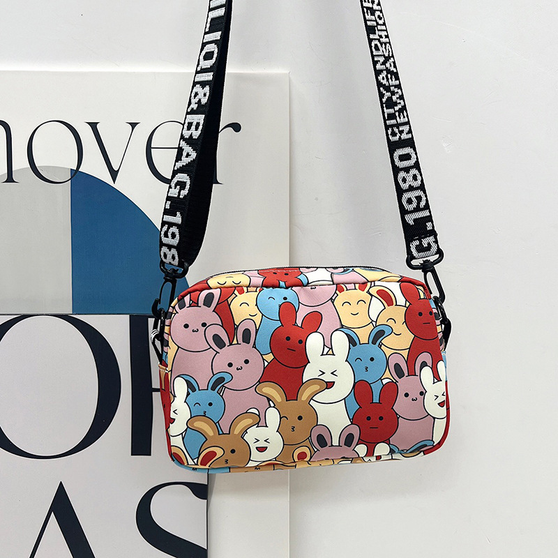 Brand Quality New 2025 New Small Square Bag Cartoon Cute Rabbit Crossbody Bag Letter Strap Lightweight Storage Bag Fashion Small Bag New Free Delivery