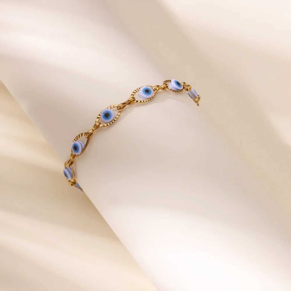 Stainless Steel Evil Eye Anklets For Women Gold Color Turkish Eye Chain Anklet Foot Ankle Bracelet Summer Jewelry Accessories W250604