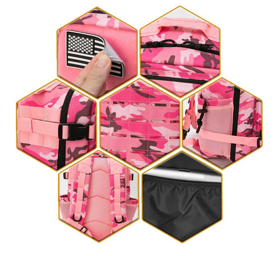 25L/45L Tactical Backpack for Women/Men Outdoor Hiking Laser Cut Molle Daypack School Bag Gym Rucksack with Dual Cup Holder W250603