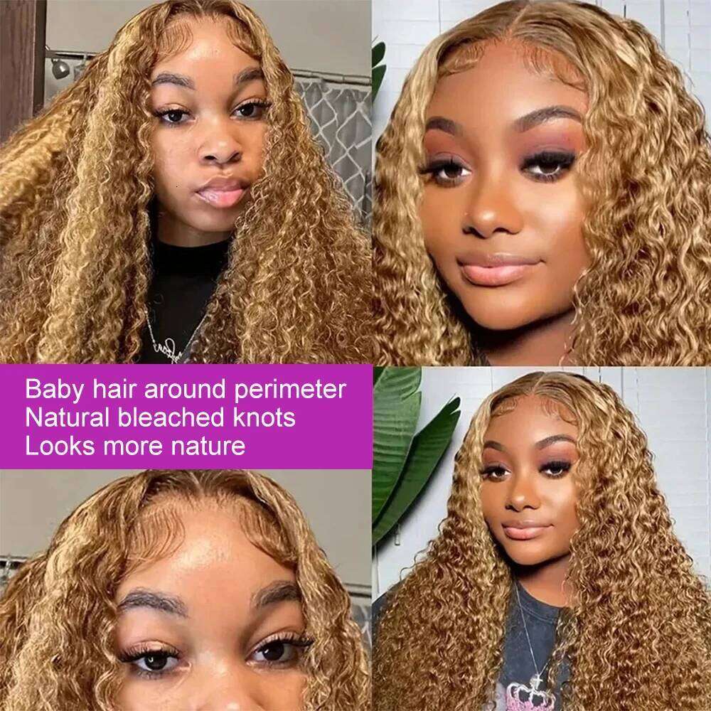 4/27 Ombre Brown Deep Water Wave Short Bob Wigs Highlight Curly 13x4 Hd Lace Front Brazilian Wear Go Glueless Human Hair Wig