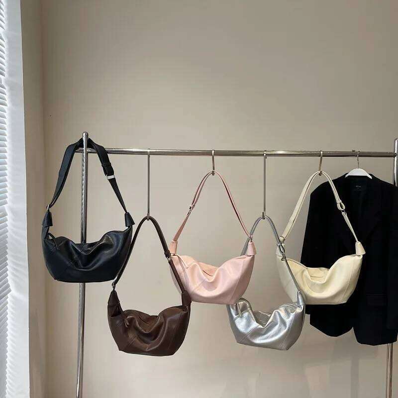 Daily Creative Versatile PU Vintage Large Capacity Solid Color Soft Women's Armpit Crossbody Shoulder Bag