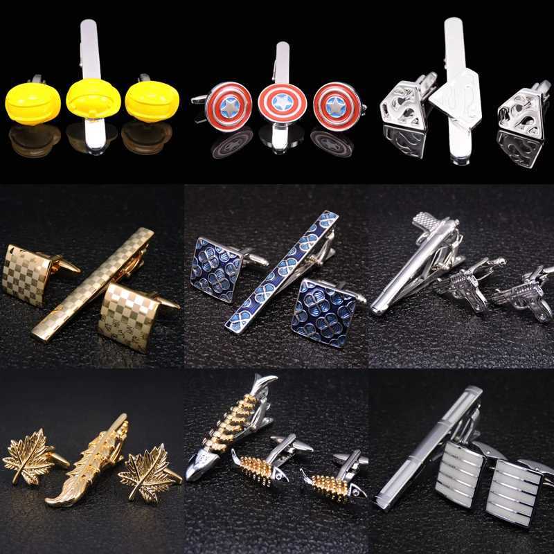 AS Laser metal Cufflinks Tie Clip New Fashion Music Jewelry helmet pistol tie clip mens Wedding Shirt badge pin clip gift W250604