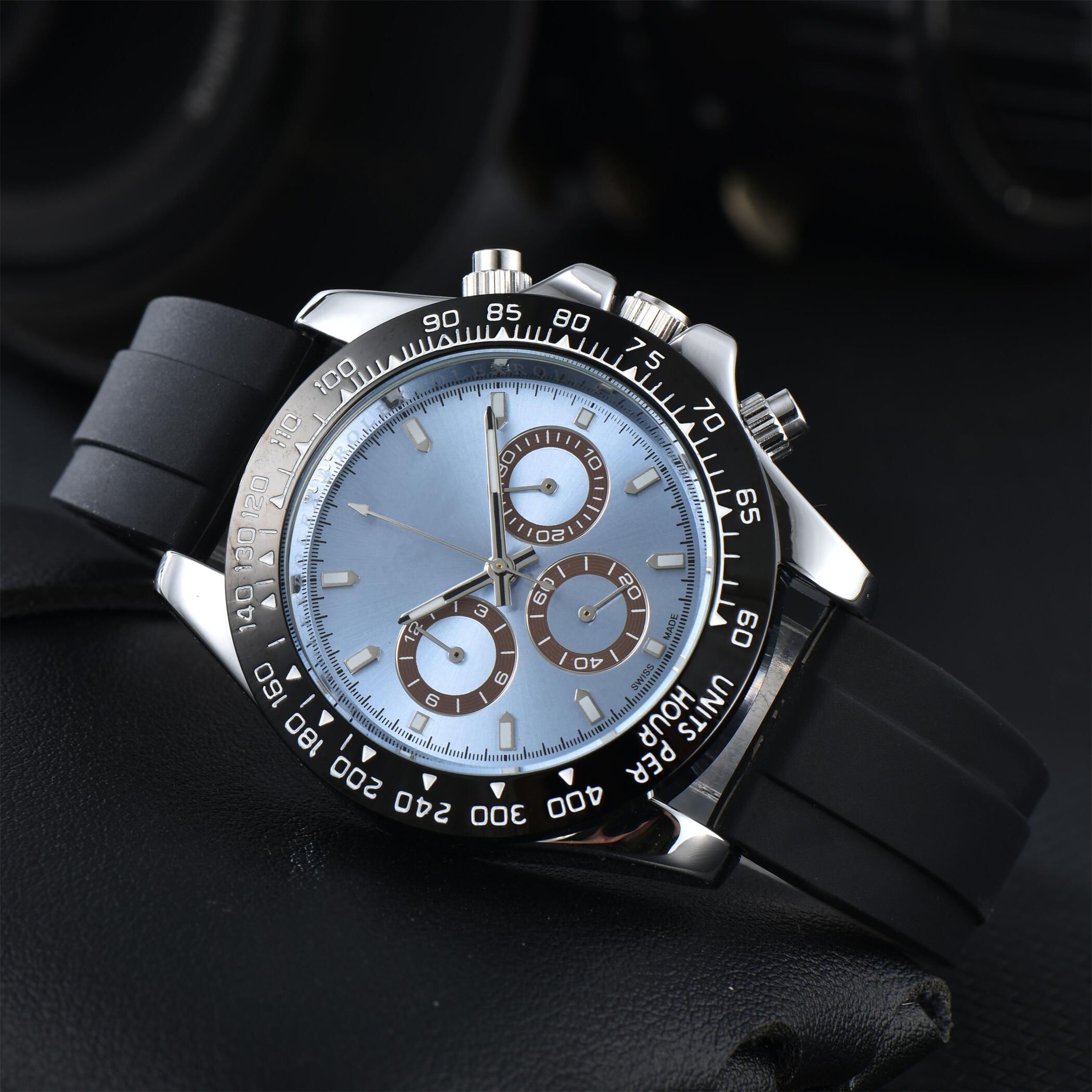 Mens DAY TONA Automatic quartz Movement watch multifunction Wristwatch Designers Men Watches Stainless Steel Strap Gold Wristwatches Montre de luxe #363