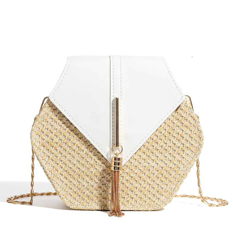 New Style Straw Woven Bag for Women 2025 New Vacation Woven Bag Single Shoulder Crossbody Bag Beach Bag Chain Small Square Bag for Women New Free Deli