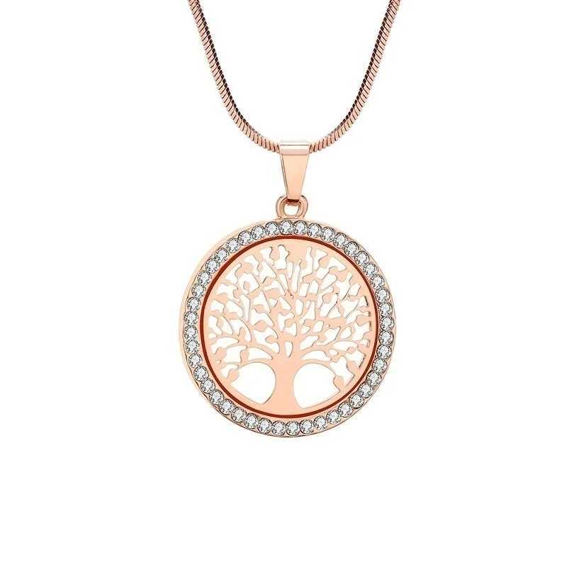 2025 Fashion Crystal Zircon Necklace for Women Bijoux Wedding Jewelry Girl Gift Cute Tree Of Life Charm Pendant Necklace XJ250604