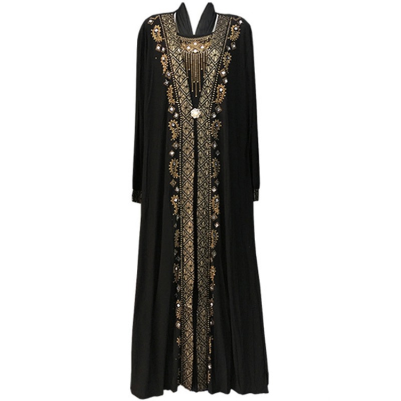 Eid Dubai Long Sleeve Rhinestone Women Muslim Dress Breathable Black Floral Embroidered Cardigan Robe Modest Islamic Abaya X250610