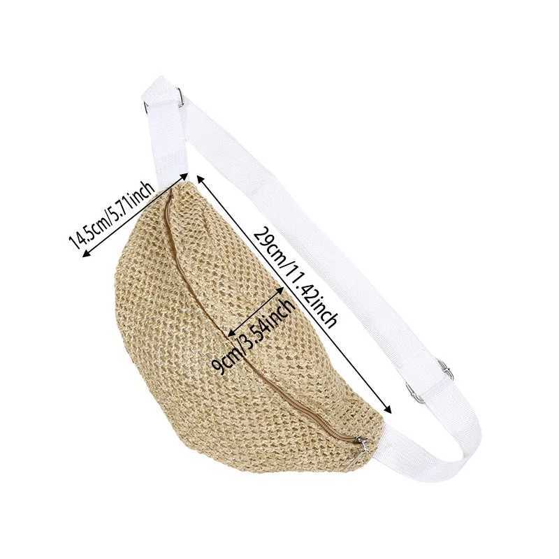Half Moon Straw Woven Waist Bag Bohemian Vacation Beach Anti-theft Woven Handbag Large Capacity Adjustable Chest Bag W250604