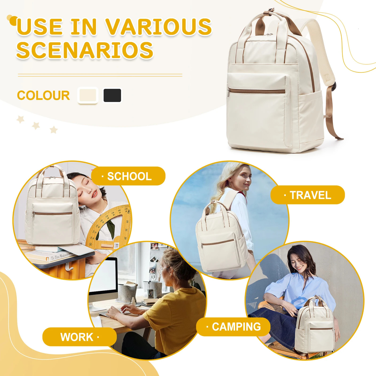 Womens Backpack Fashion Simple Travel Backpack Shoulder Bag Commuting Teenager Casual College Backpack Ins Laptop Bag 250530