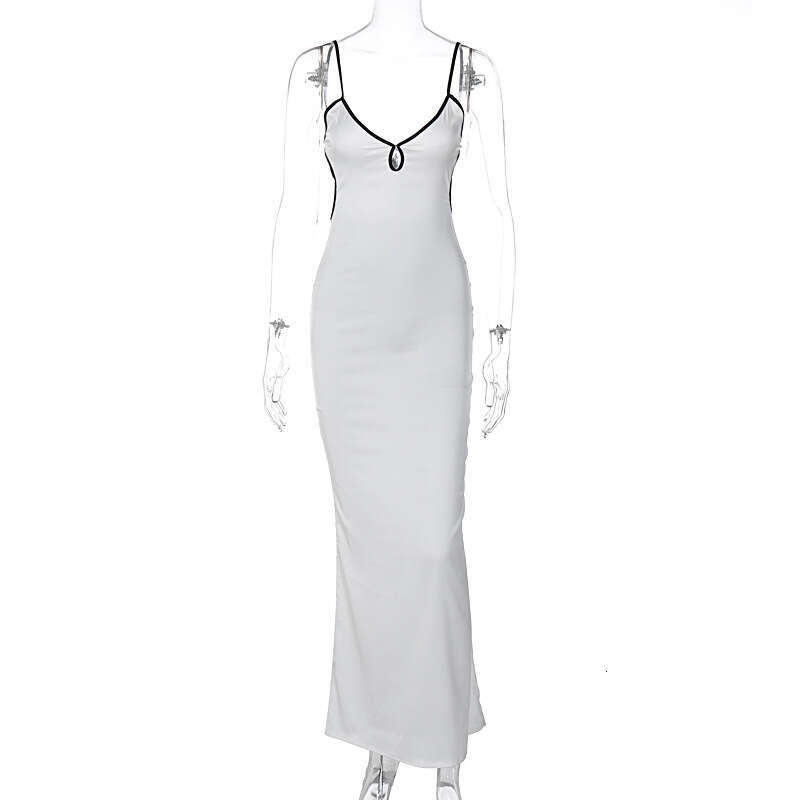 European American women's spring and summer color sexy suspender tied rope backless long skirt slim fit dress for women 2025 new casual fashion t