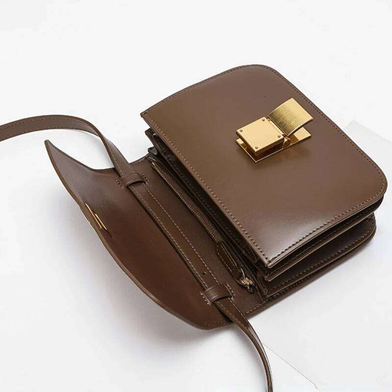 Women's Bags Designer New Tofu Brand Top Quality Smooth Genuine Leather One Shoulder Messenger Fashion Women's Small Square Box Bag