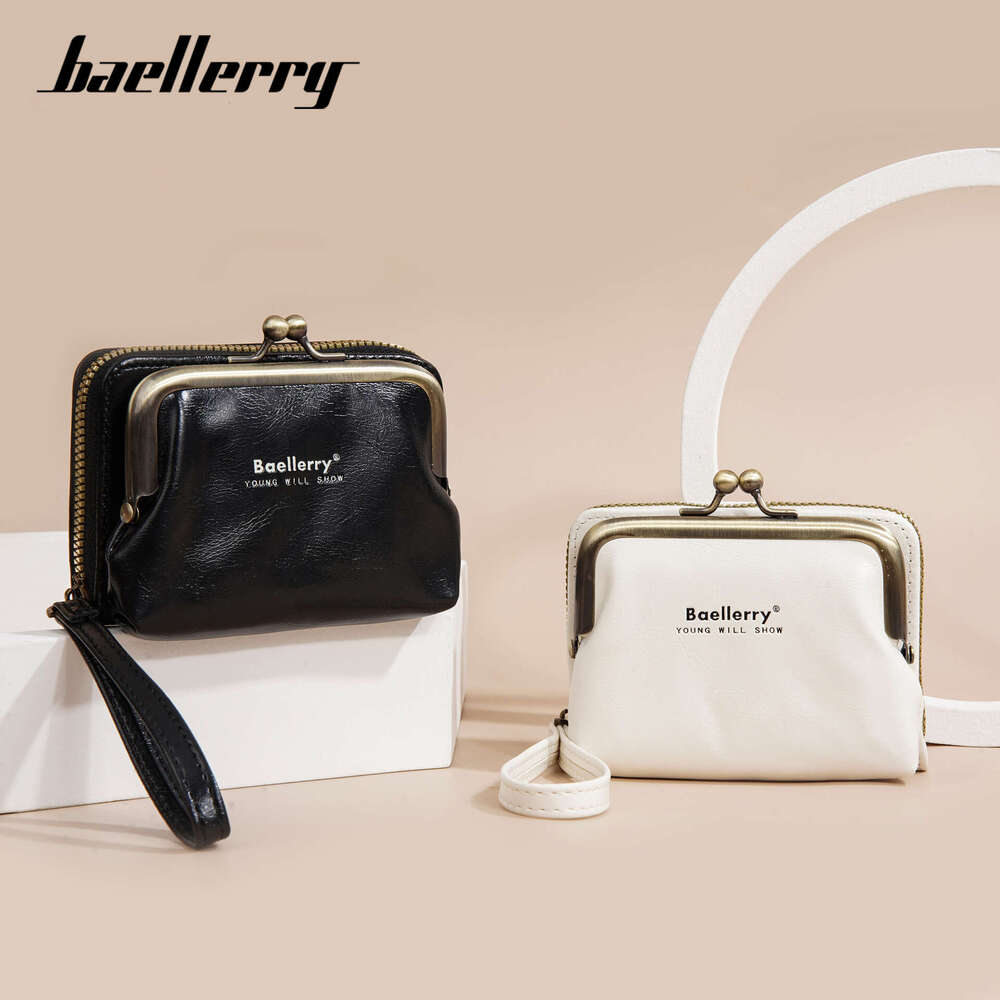 New Women's Coin Purse Baellerry Oil Wax Leather Multi-Card Slot Accordion Card Holder Ins Mini Wallet for Women