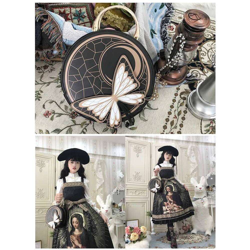 LovelyLota original design moon goth beautiful round butterfly lolita cute girl shoulder bag College