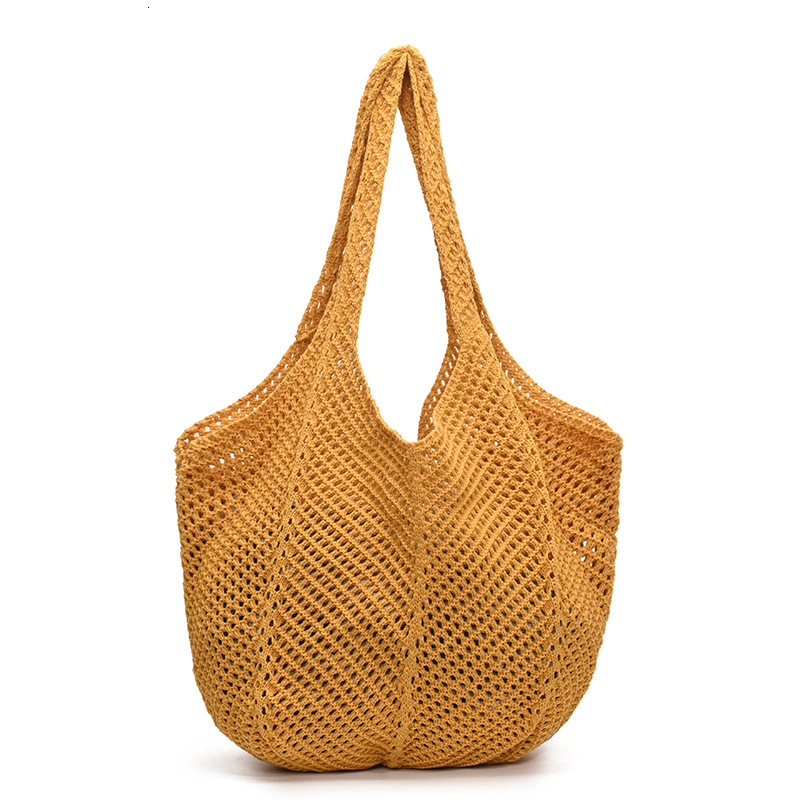 designer Korean INS Single Shoulder Woven Bag 2025 New Vacation Casual Beach Bag Crochet Woven Bag Handheld Tote Bag